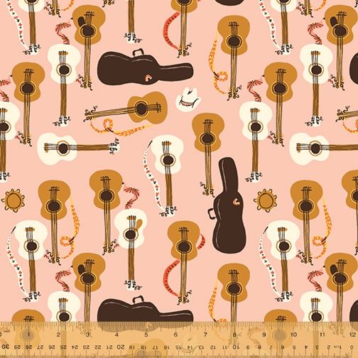 Heather Ross Far Far Away - Guitars / Pink - 25cm