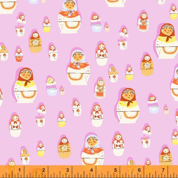 Heather Ross West Hill - Matryoshka Dolls / Lilac - 25cm