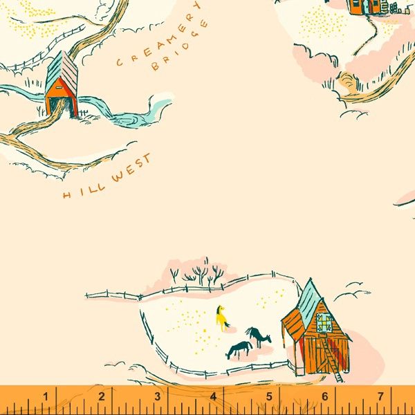 Heather Ross West Hill - Buttercup Map / Pale Pink - 25cm