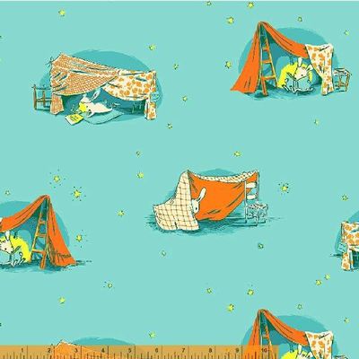 Heather Ross Lucky Rabbit - Quilt Tent / Turquoise - 25cm