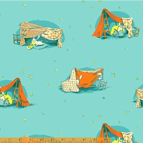 Heather Ross Lucky Rabbit - Quilt Tent / Turquoise - 25cm