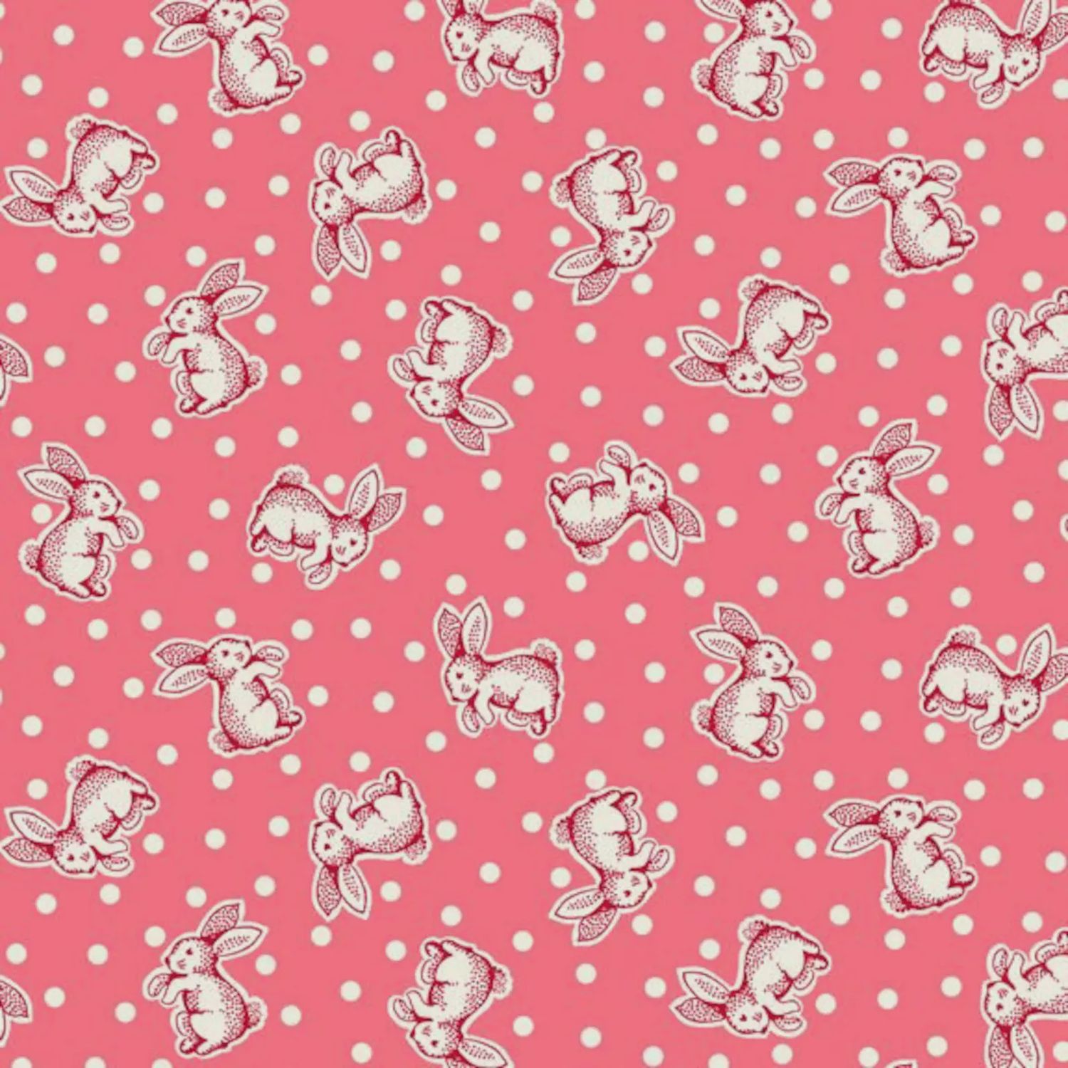 Aunt Grace Sew Charming - Bunnies / Coral - 25cm