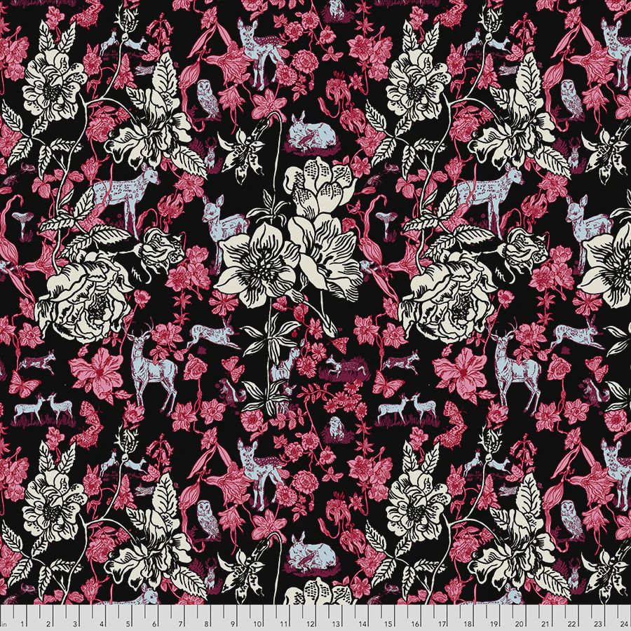 Woodland Walk - Fawn in Flowers / Black - 25cm