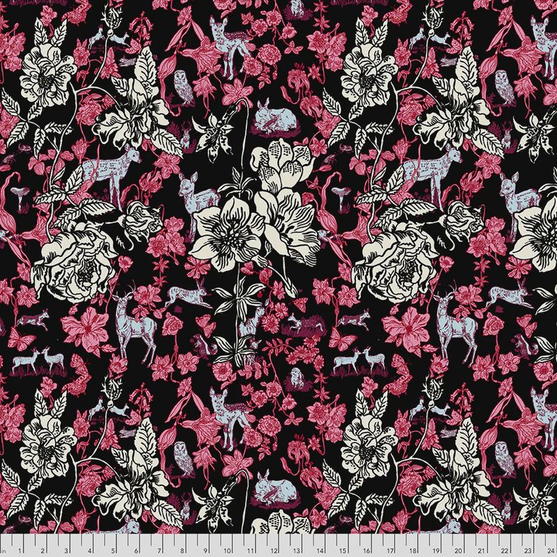 Woodland Walk - Fawn in Flowers / Black - 25cm