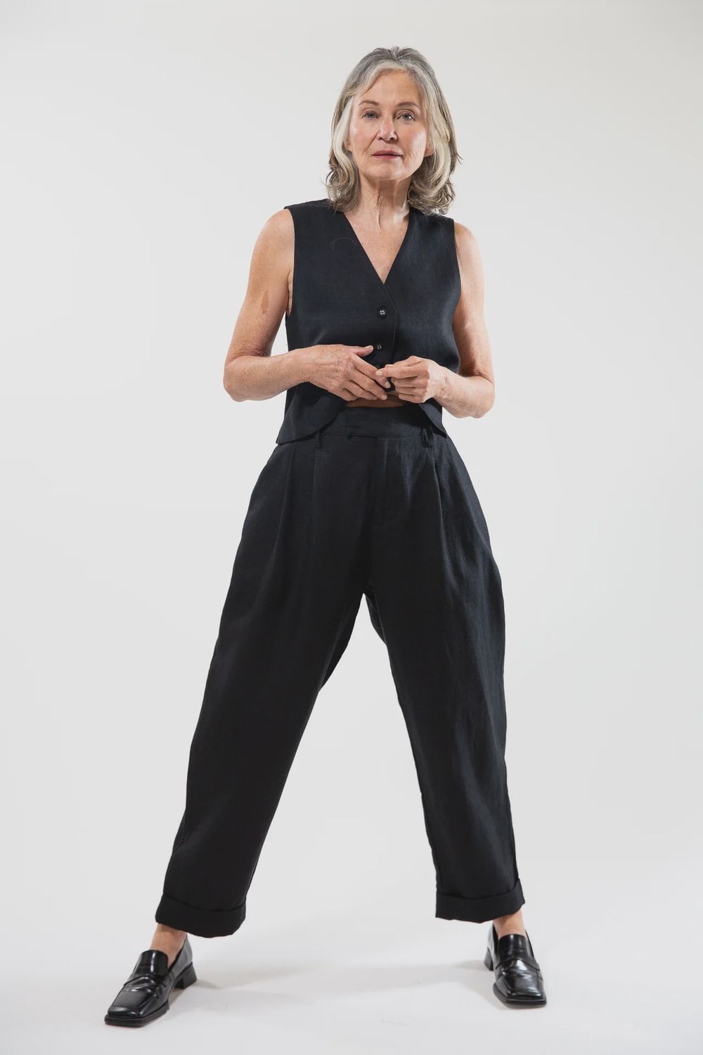 Eva&#39;s Sunday - Charlie Pant / Black Linen, Size: X-Small