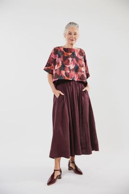 Eva&#39;s Sunday - Leilani Skirt / Merlot Linen