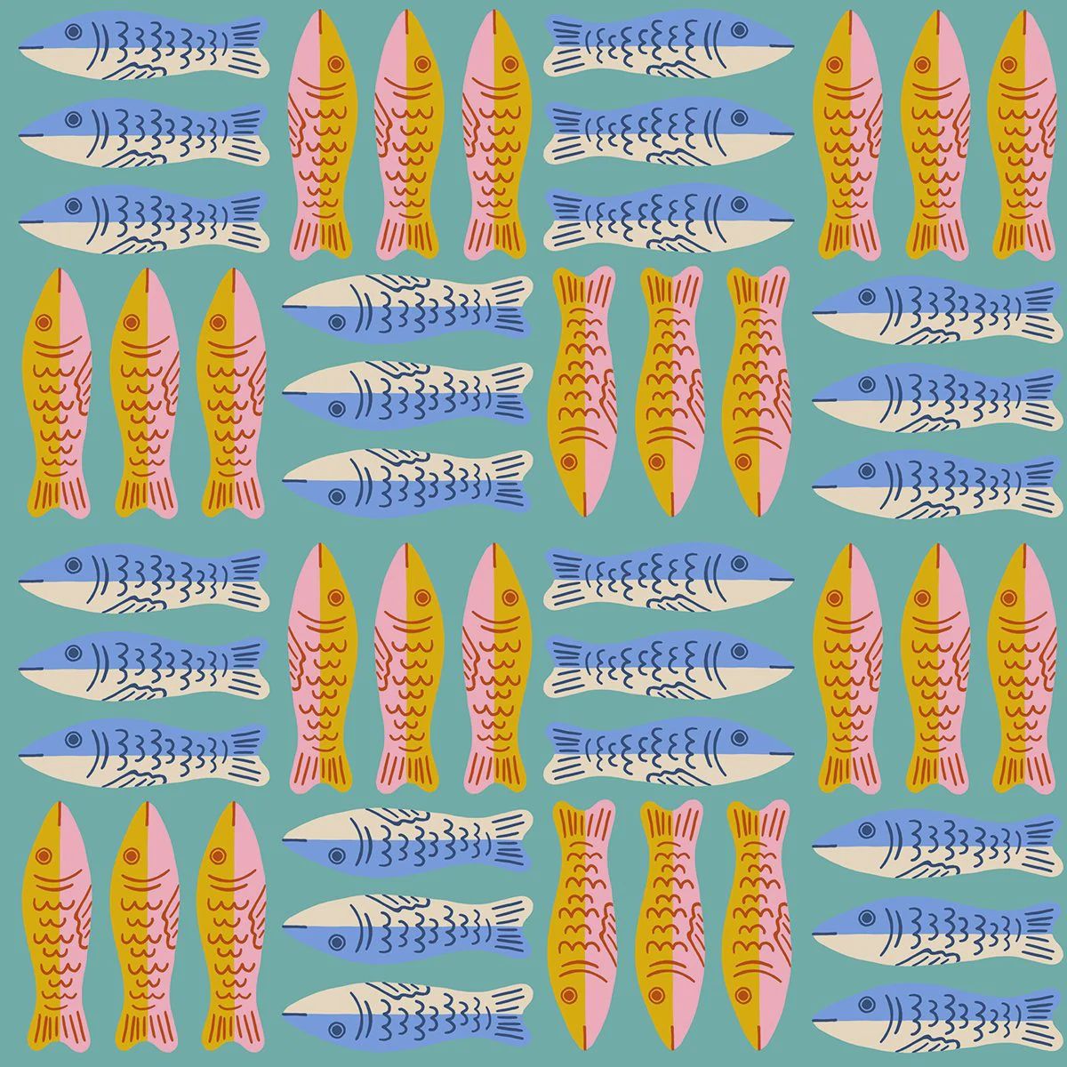 Ooh Lucky Lucky - Sardines / Turquoise - 25cm