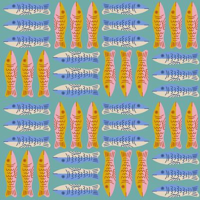 Ooh Lucky Lucky - Sardines / Turquoise - 25cm