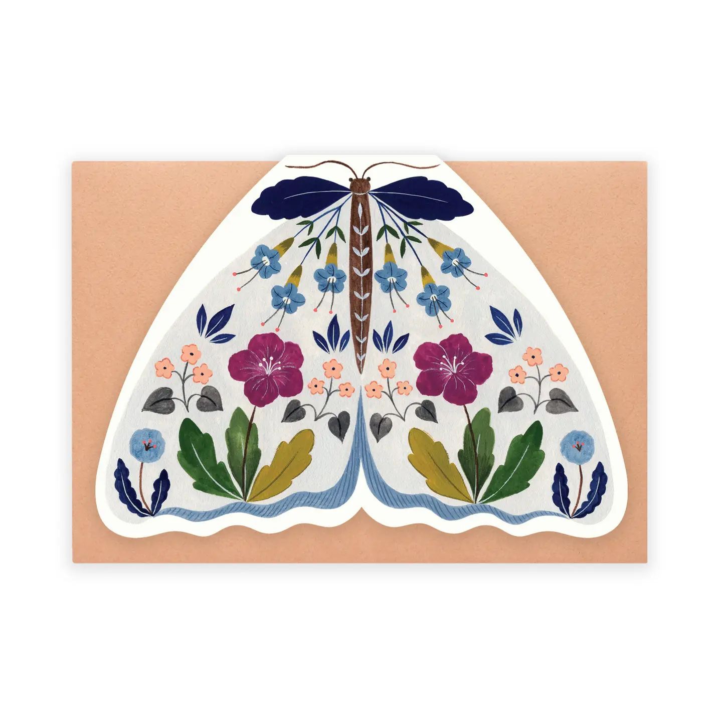 Floral Moth shaped card - Grey