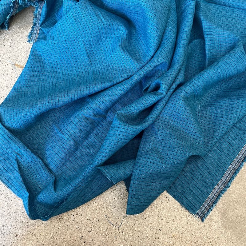 Linen/Cotton Check / Ocean - 25cm