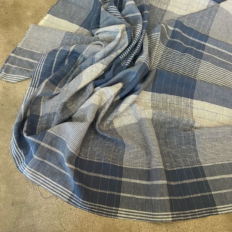 Linen/Cotton Twill Check / Blue - 25cm