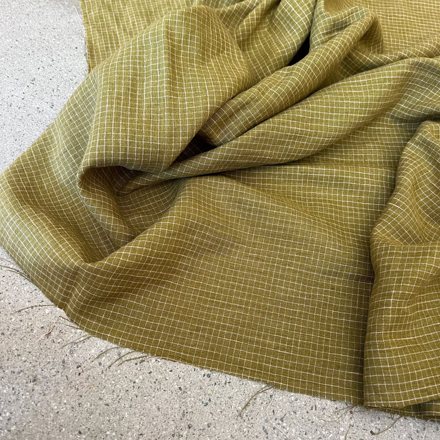 Linen/Cotton Check / Pesto - 25cm