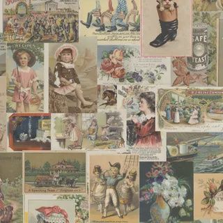 Vintage Postcards Fabric - 25cm