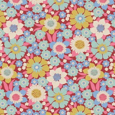 Tilda Wallflower Range / Lauren / Pink-Burgundy / per 25cm
