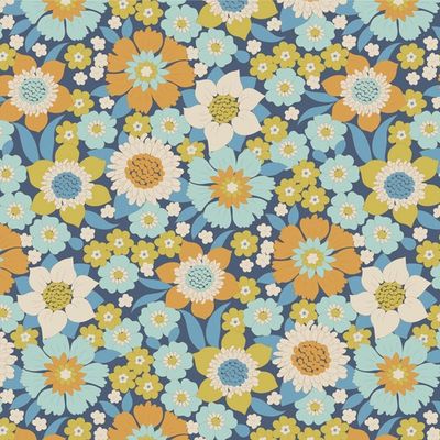 Tilda Wallflower Range / Lauren / Blue / per 25cm
