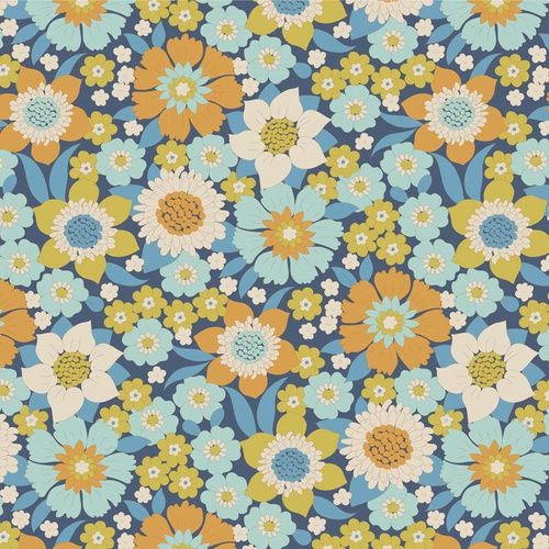 Tilda Wallflower Range / Lauren / Blue / per 25cm