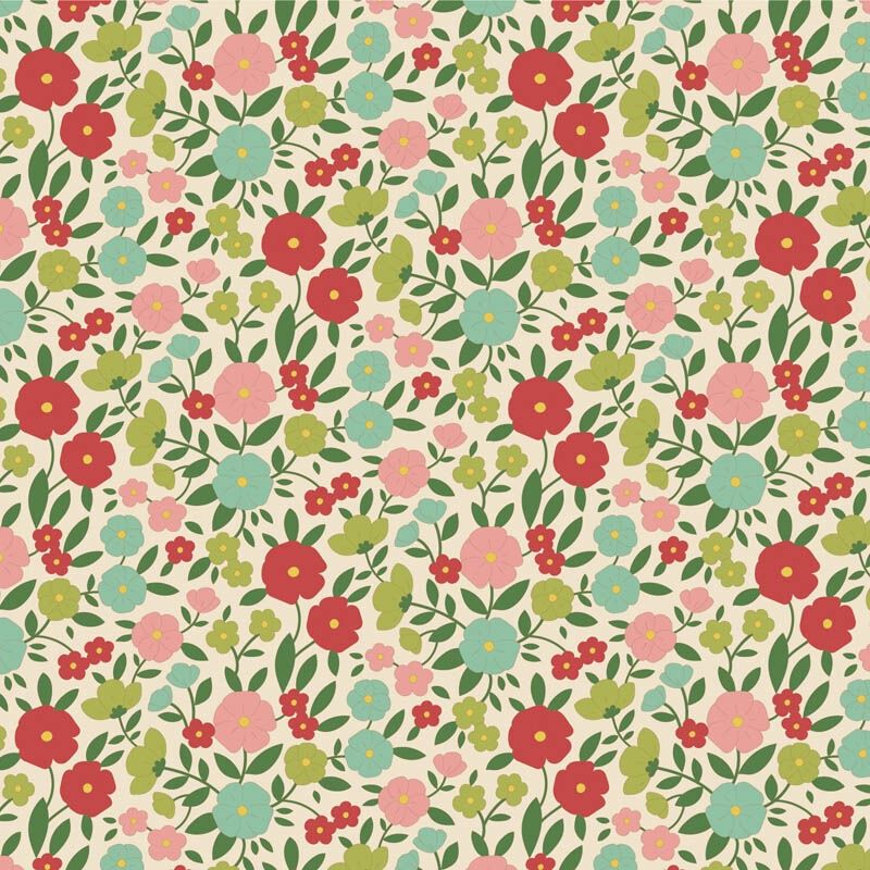 Tilda Wallflower Range / Janice / Green / per 25cm