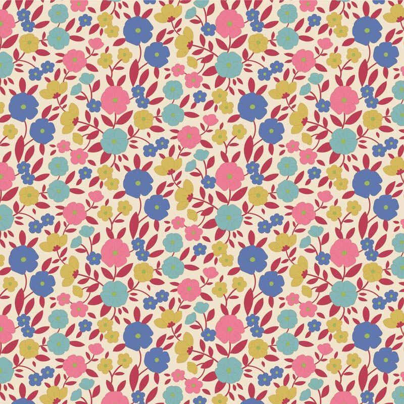 Tilda Wallflower Range / Janice / Red / per 25cm