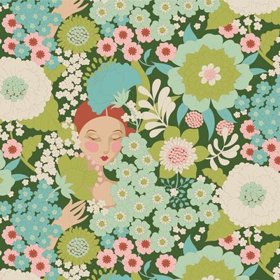 Tilda Wallflower Range / Lady Wallflower / Green / per 25cm