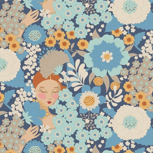Tilda Wallflower Range / Lady Wallflower / Blue/ per 25cm