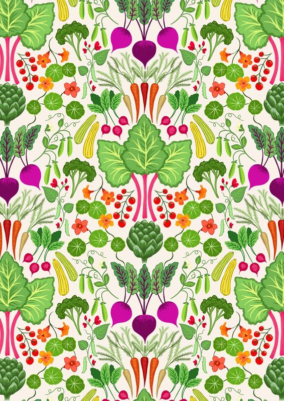 Lewis &amp; Irene Kitchen Garden / Vegetable Extravaganza - Cream / 25cm