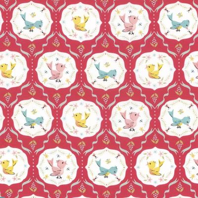 Poppie Cotton Finding Wonder / Tweeting - Red / 25cm