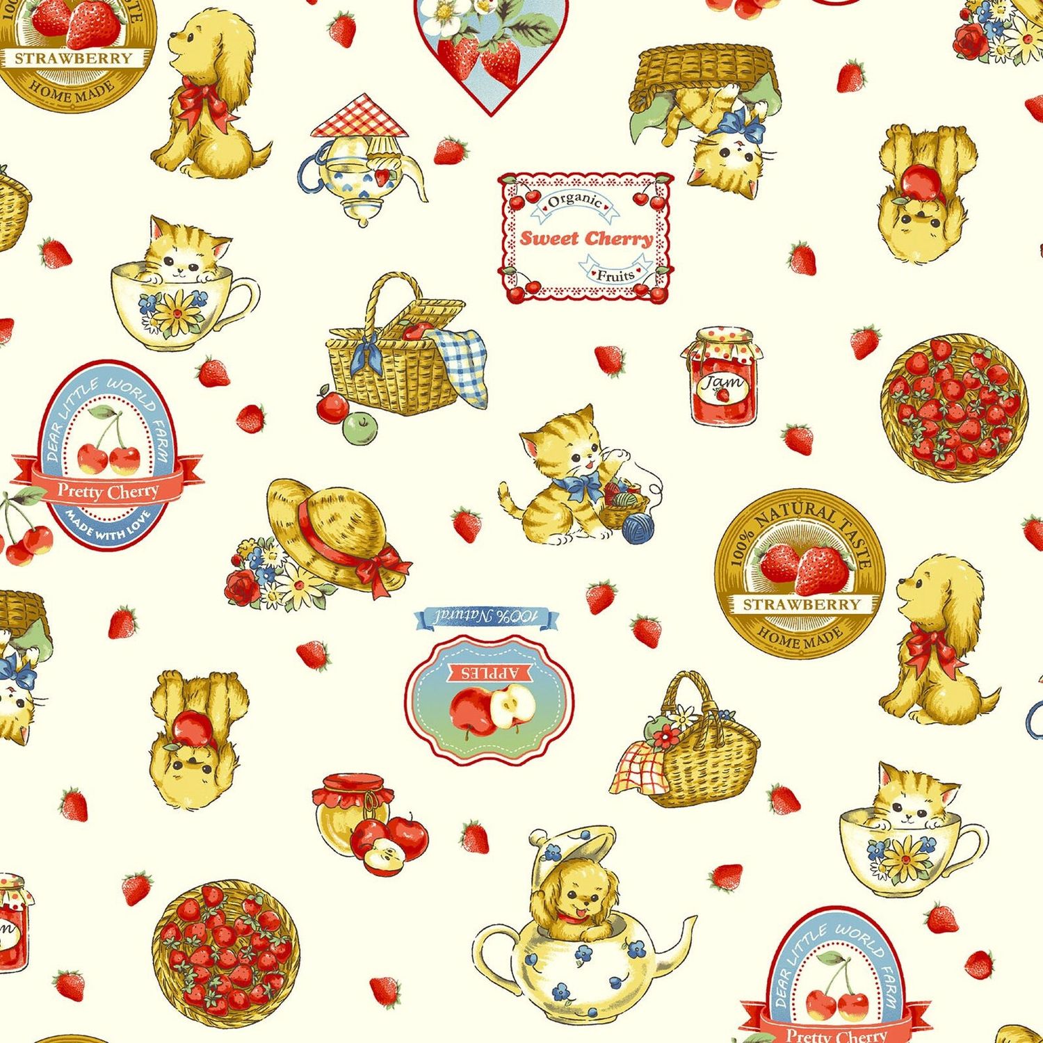 Margaret And Sophie / Kitten Pepe and Puppy Popo - Cream / 25cm