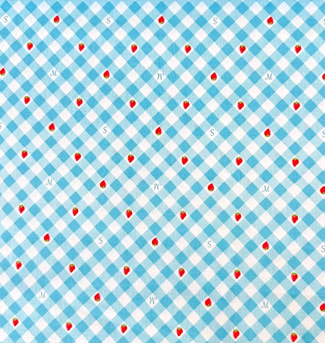 Margaret And Sophie / Strawberry Gingham - Blue / 25cm