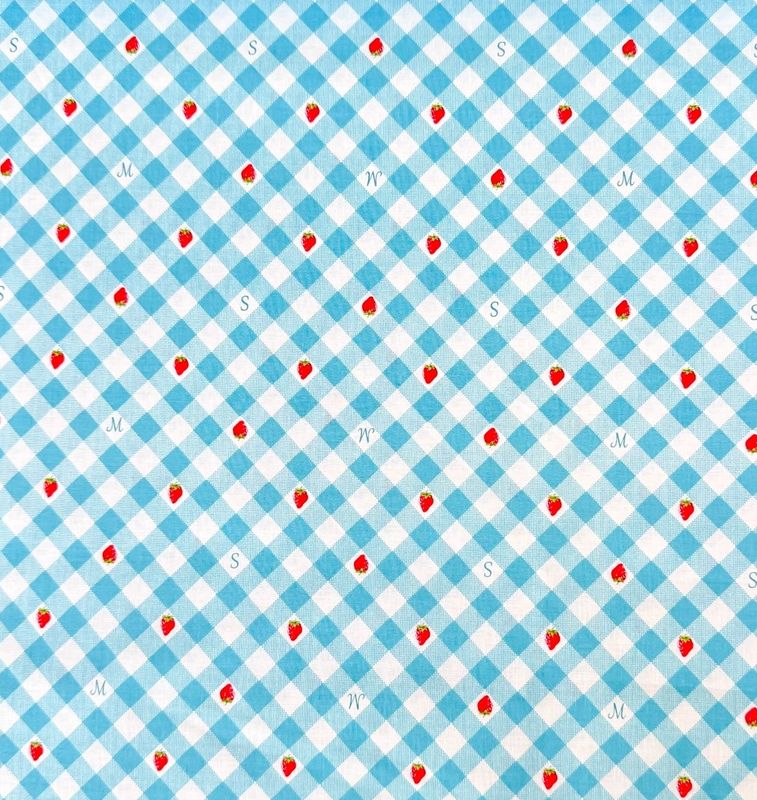 Margaret And Sophie / Strawberry Gingham - Blue / 25cm