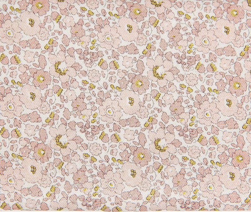 Baby Flower Cotton / La Ta Te / Pink &amp; Mustard Floral / per 25cm