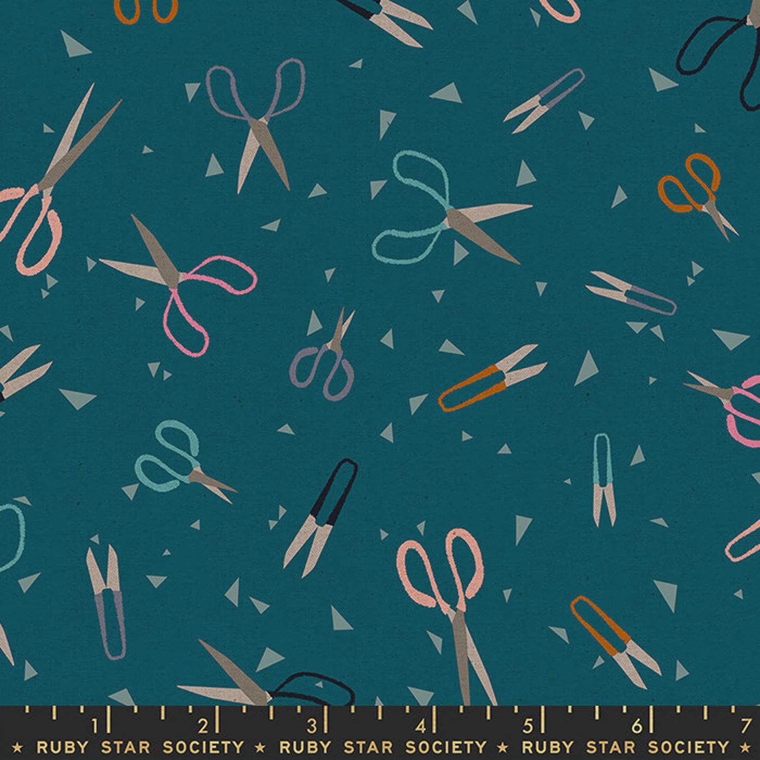 Ruby Star Society Linen Canvas / Snips - Teal / 25cm