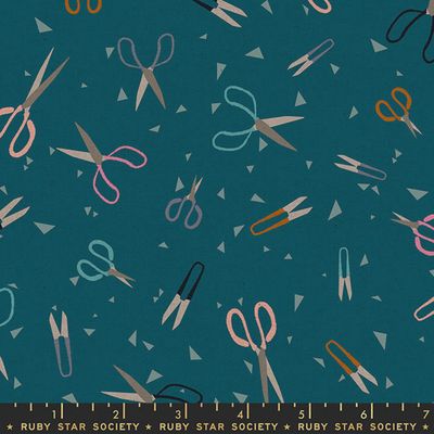 Ruby Star Society Linen Canvas / Snips - Teal / 25cm
