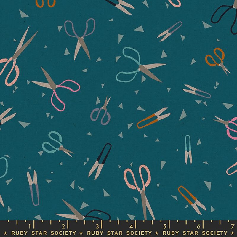 Ruby Star Society Linen Canvas / Snips - Teal / 25cm