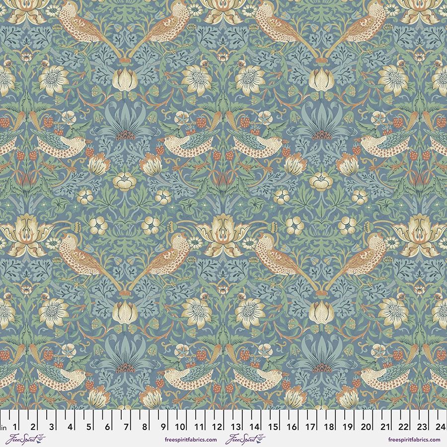 Morris &amp; Co / Thameside / Strawberry Thief Marine / Per 25cm