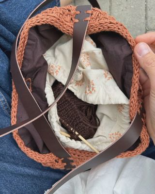 Petite Knits Leather Bag Straps - French Market Bag / Dark Brown