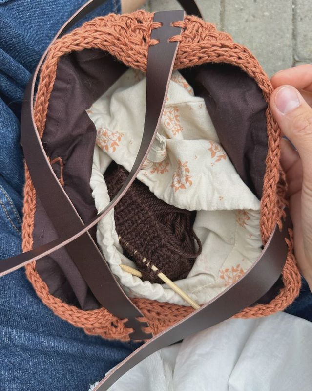 Petite Knits Leather Bag Straps - French Market Bag / Dark Brown