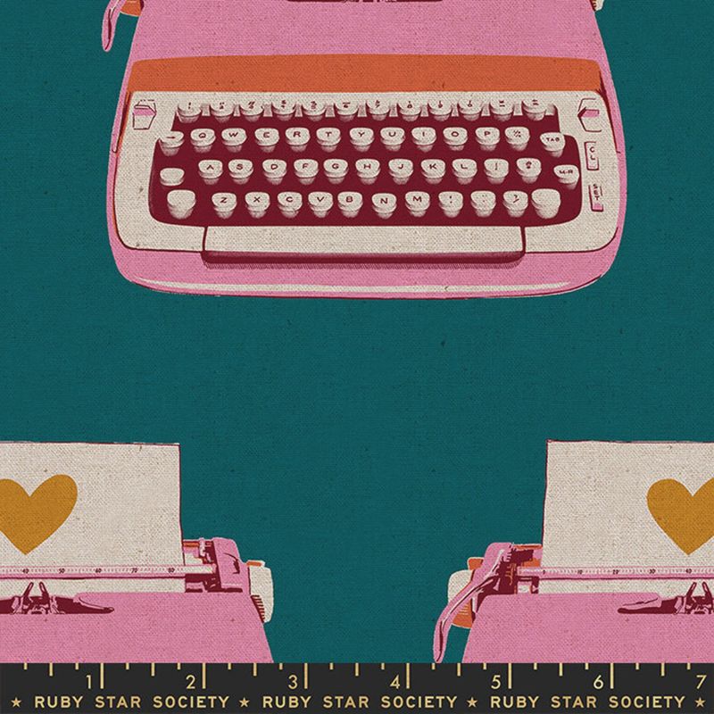 Ruby Star Society Linen Canvas  / Typewriter - Teal / 25cm
