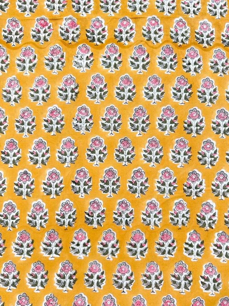 Indian Block Print Fabric - Citrine - per 25cm