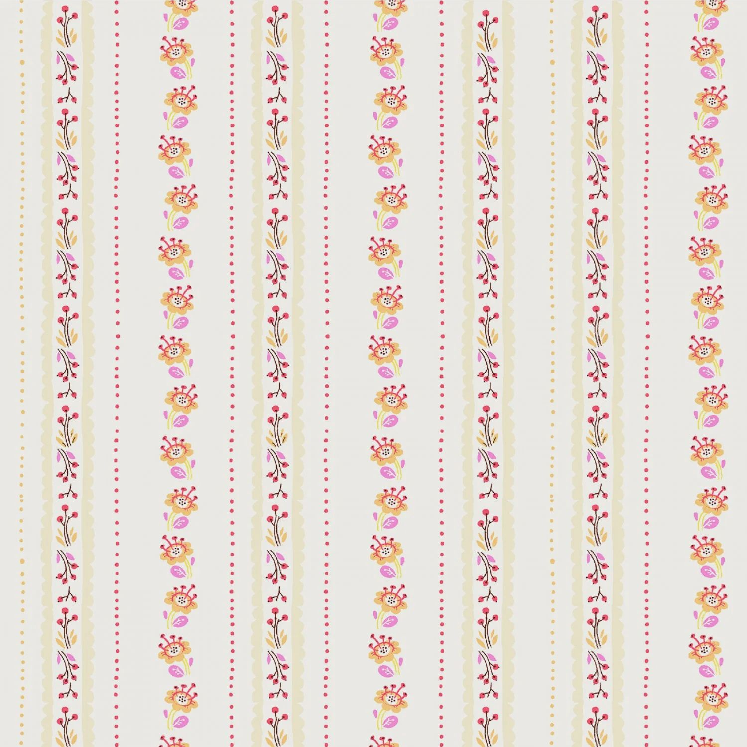 Heather Ross West Hill - Floral Stripe / Lilac - 25cm