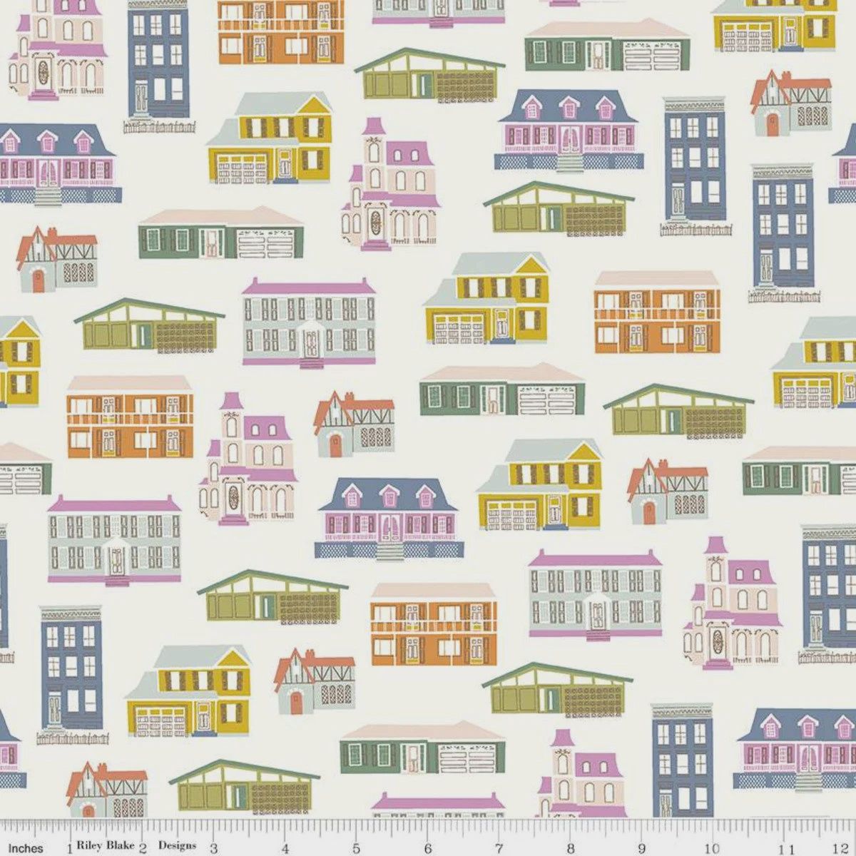 Riley Blake / Houses - Cream / Per 25cm