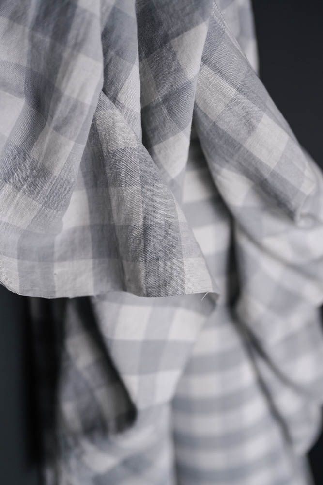 Merchant &amp; Mills Linen/Cotton / Garden Party Grey Gingham / per 25cm