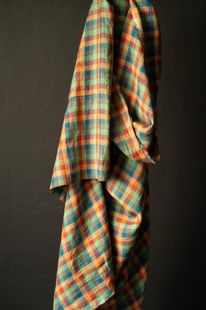 Merchant &amp; Mills Linen / Go Lightly Green Check / per 25cm