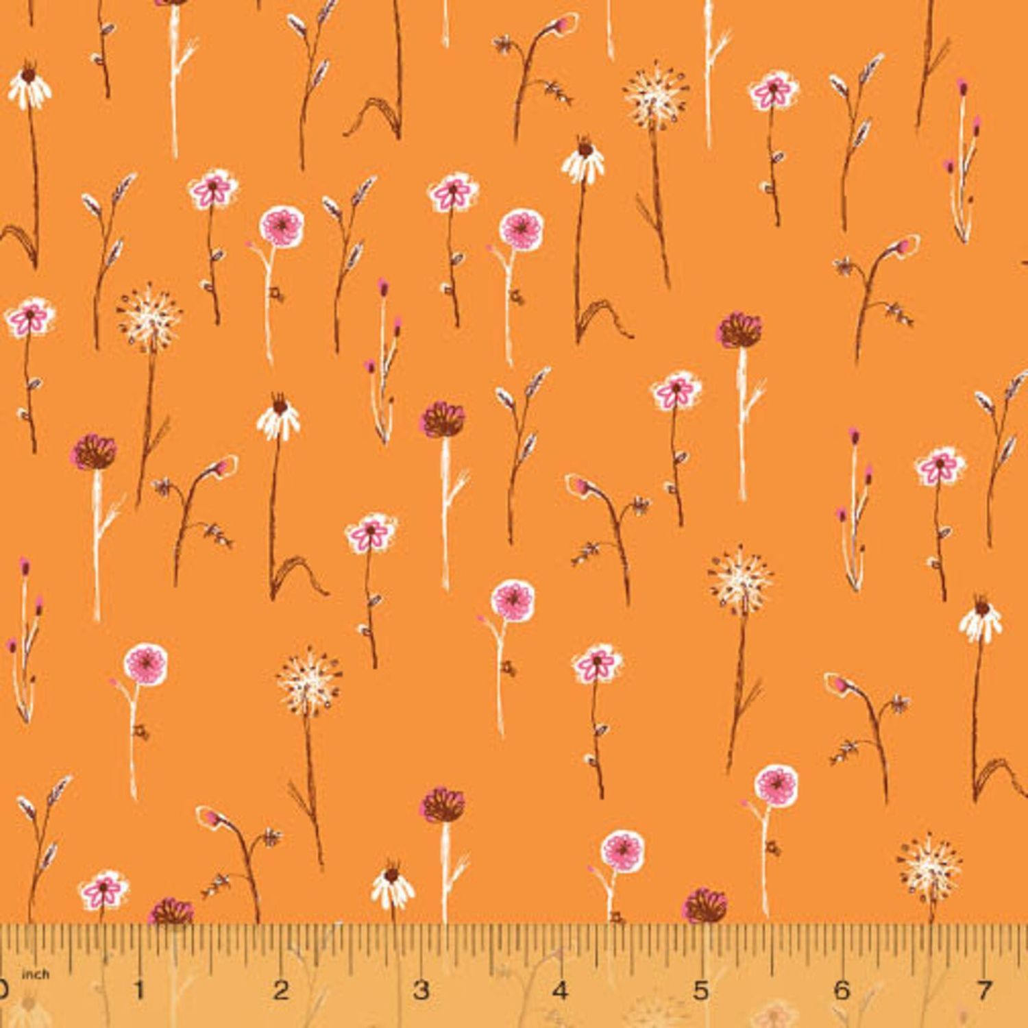 Heather Ross Far Far Away - Wildflowers Orange - 25cm