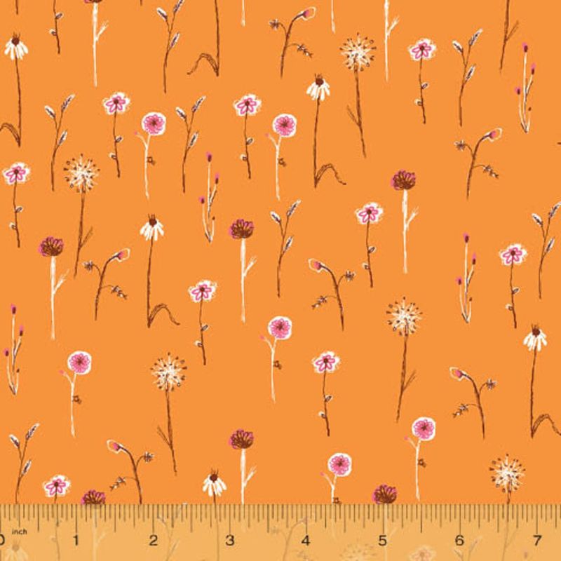 Heather Ross Far Far Away - Wildflowers Orange - 25cm