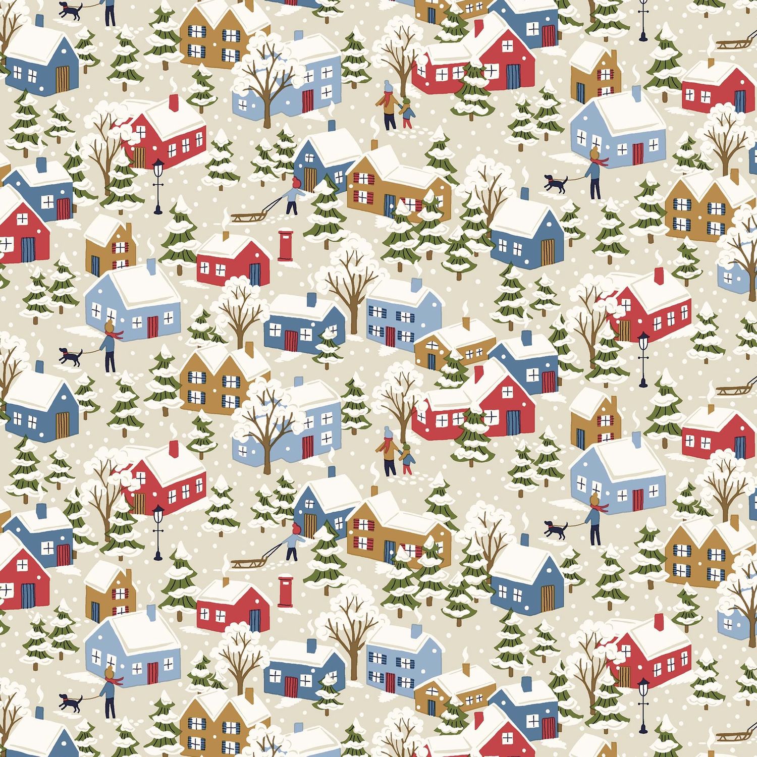Liberty Lasenby Cotton / Festive Village B / 25cm