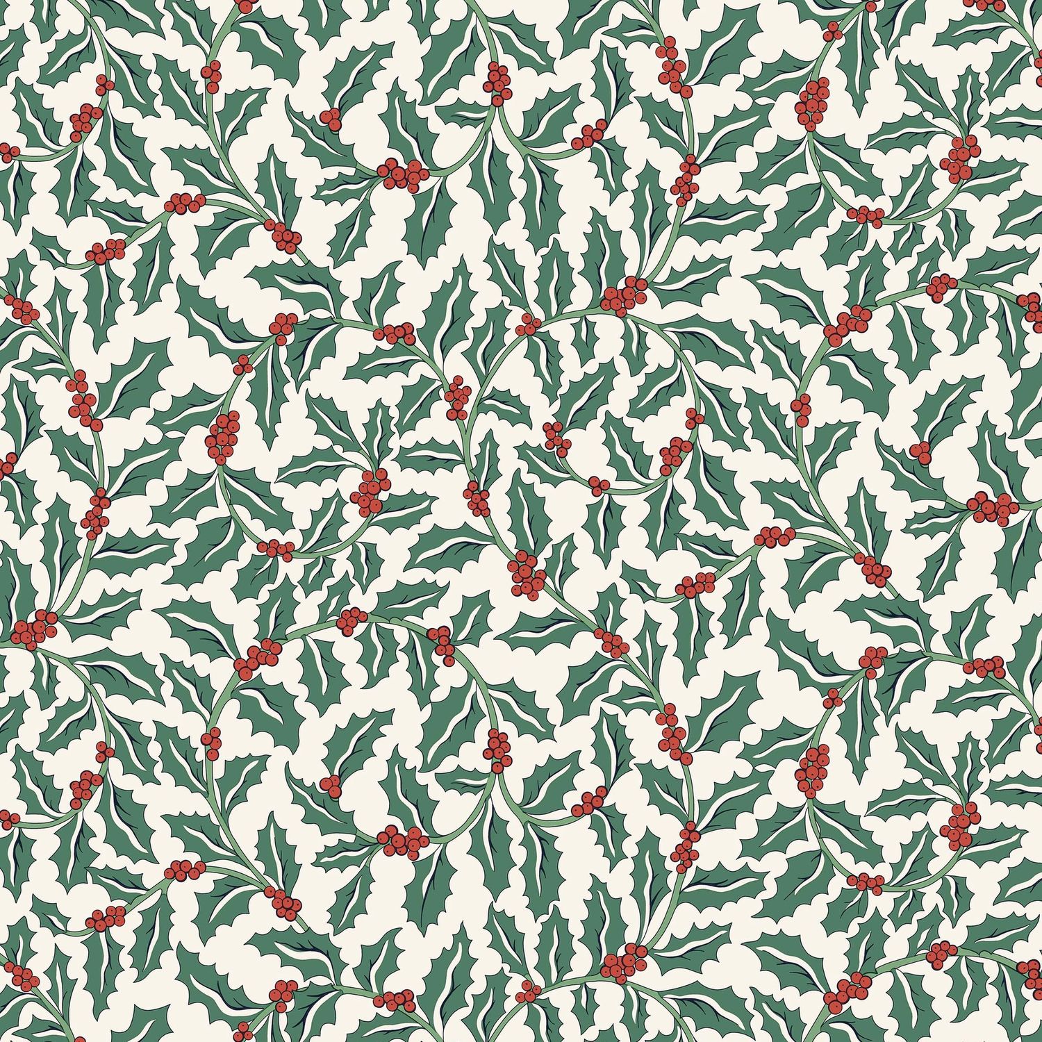 Liberty Lasenby Cotton / Swirling Holly A / 25cm