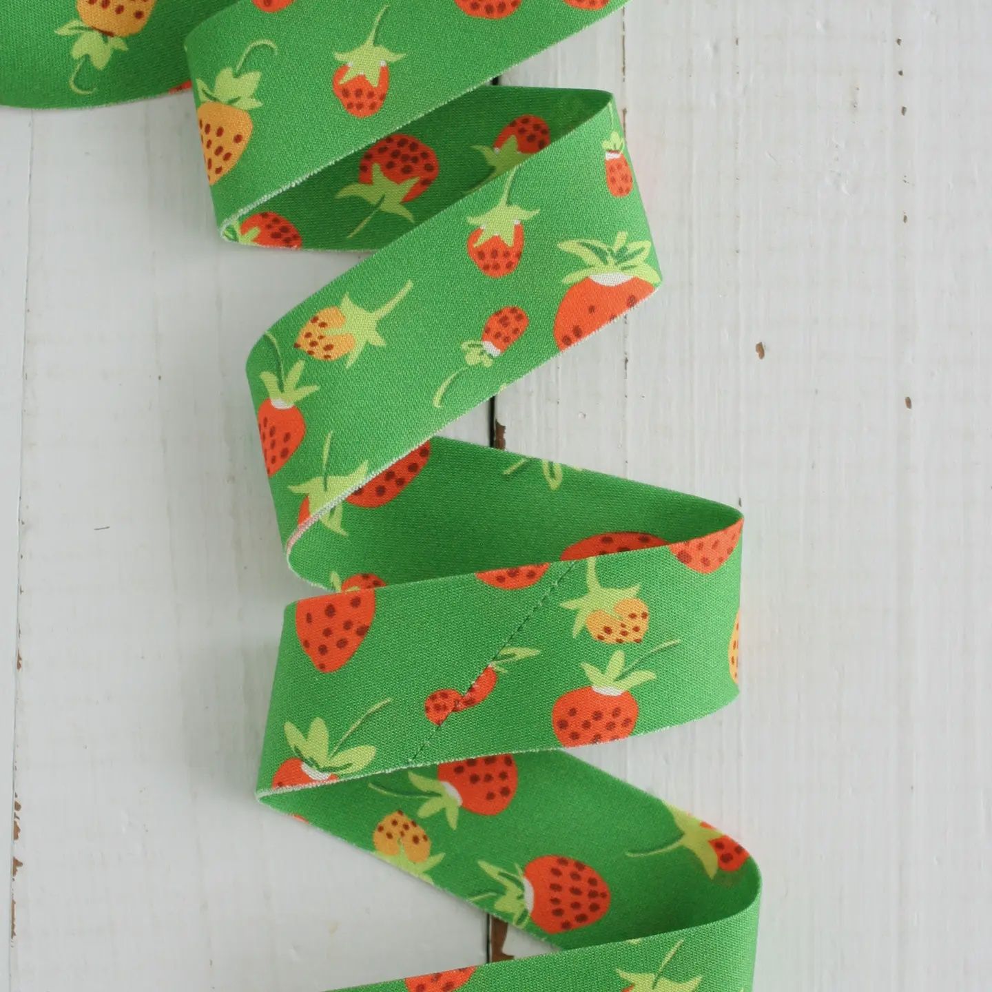 2.5&quot; Bias Quilt Binding / Heather Ross Strawberries / per metre