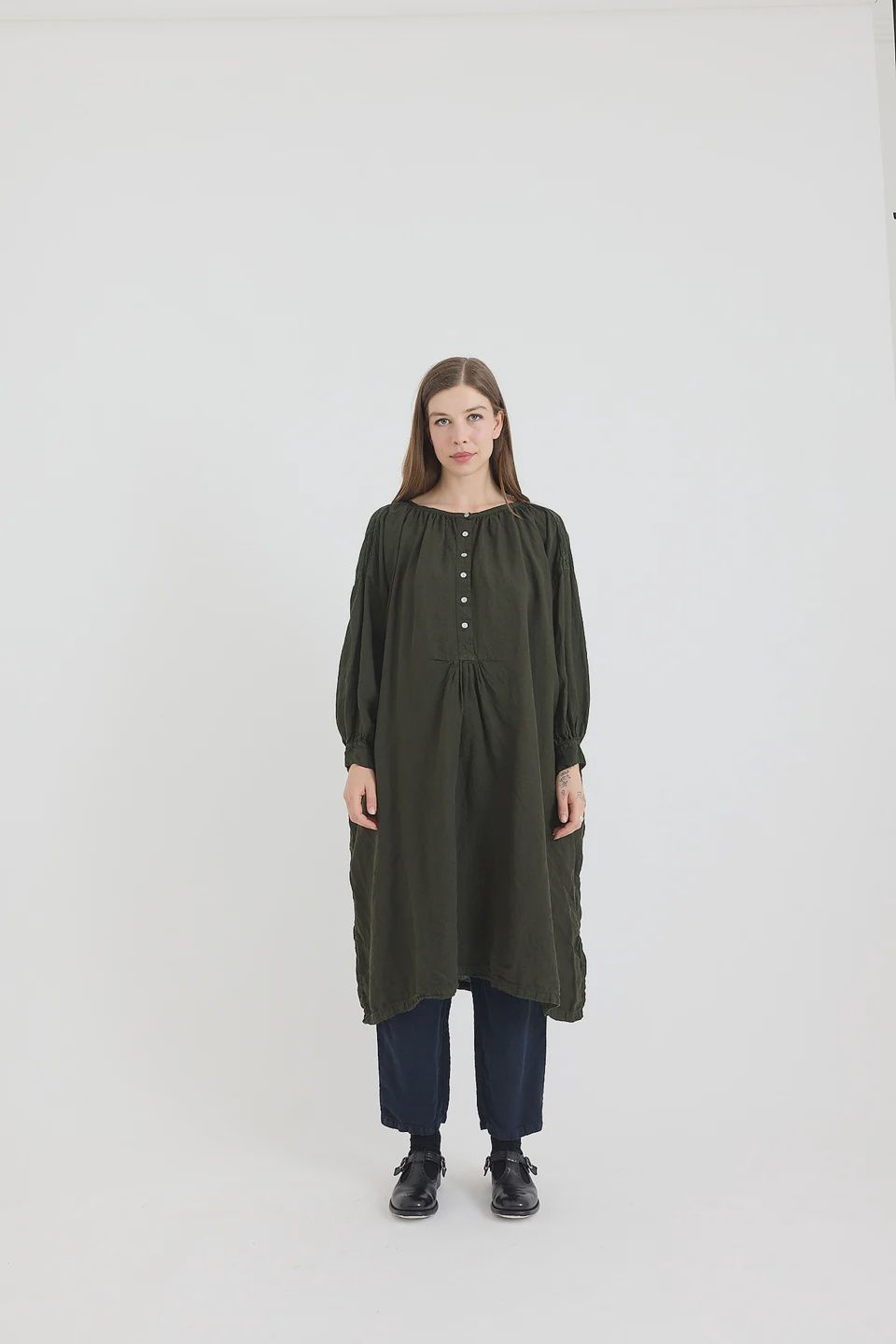 Metta - Marcel Smock Dress, Colour: Seaweed
