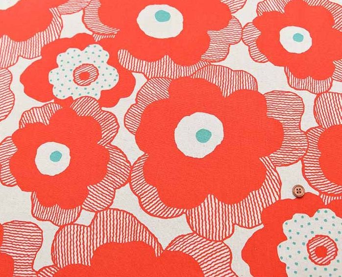 Japanese Cotton-Linen / Red Poppy / per 25cm