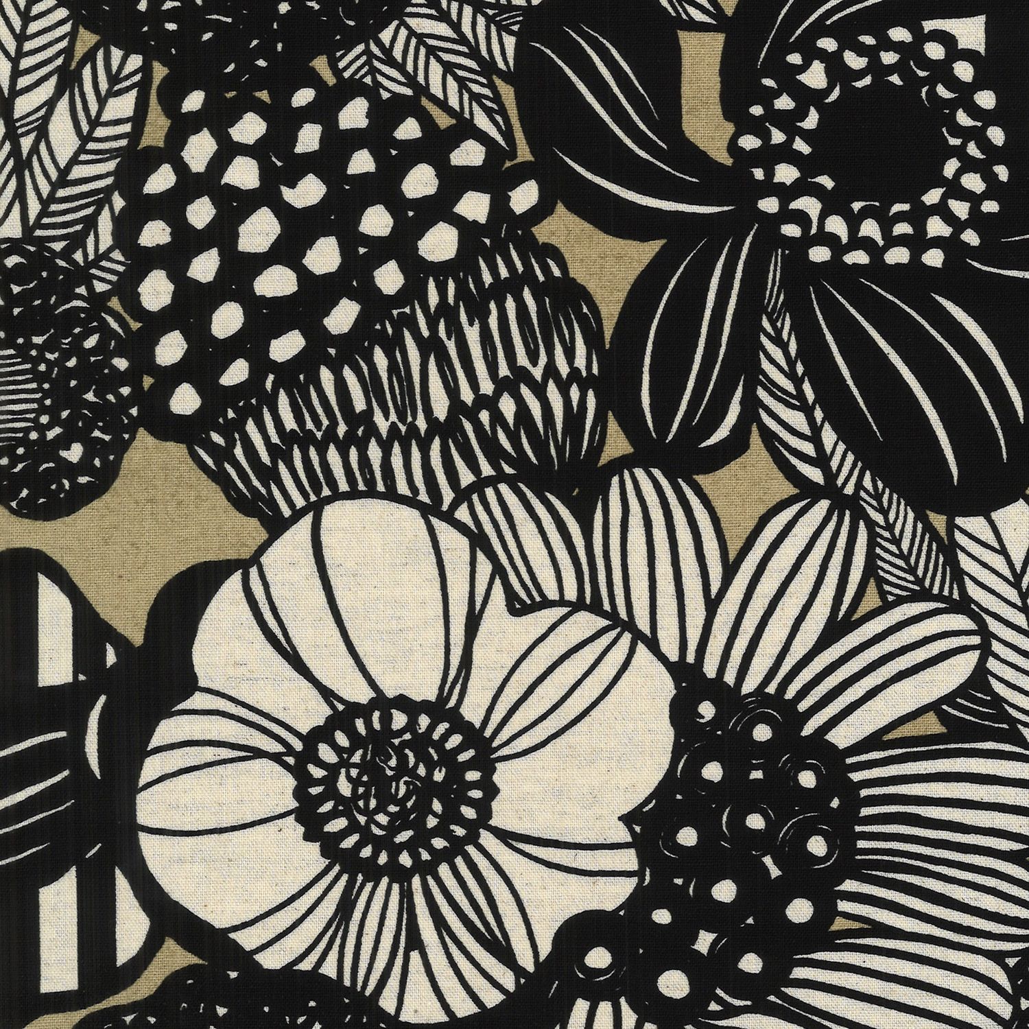 Japanese Cotton-Linen / Large Flowers - Taupe / per 25cm